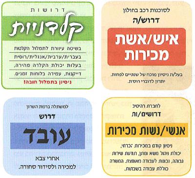 (בספר תמונות של מודעות, היעזרו במנחה)